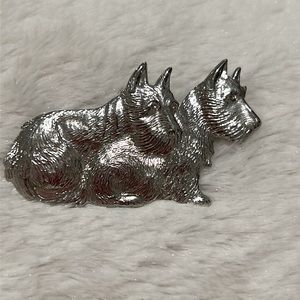 Vintage Silver Scottie Dogs Brooch- New